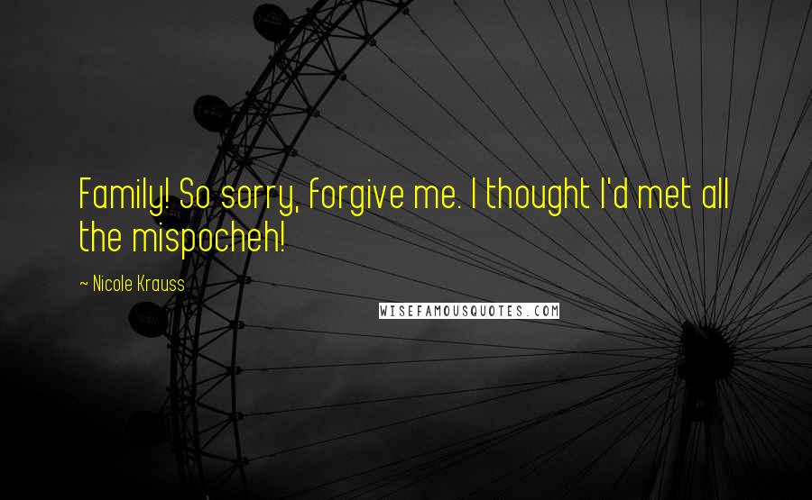 Nicole Krauss Quotes: Family! So sorry, forgive me. I thought I'd met all the mispocheh!