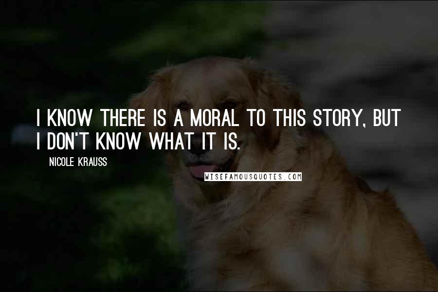 Nicole Krauss Quotes: I know there is a moral to this story, but I don't know what it is.