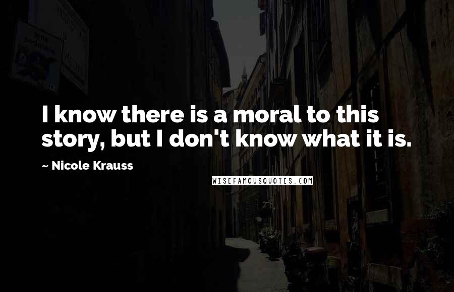Nicole Krauss Quotes: I know there is a moral to this story, but I don't know what it is.