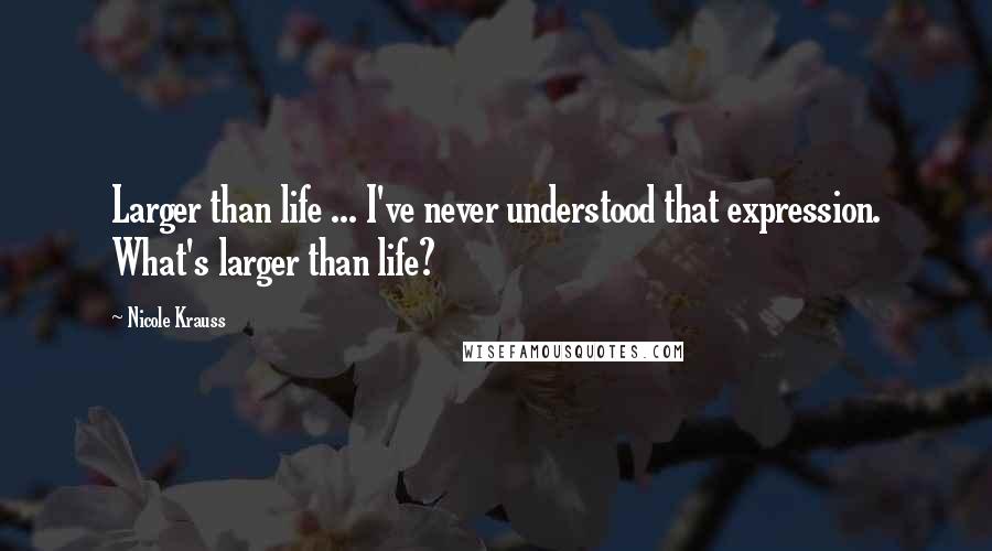 Nicole Krauss Quotes: Larger than life ... I've never understood that expression. What's larger than life?