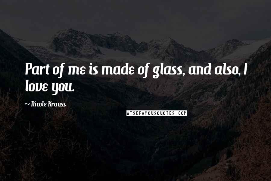 Nicole Krauss Quotes: Part of me is made of glass, and also, I love you.