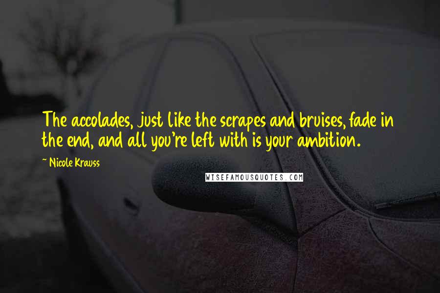 Nicole Krauss Quotes: The accolades, just like the scrapes and bruises, fade in the end, and all you're left with is your ambition.