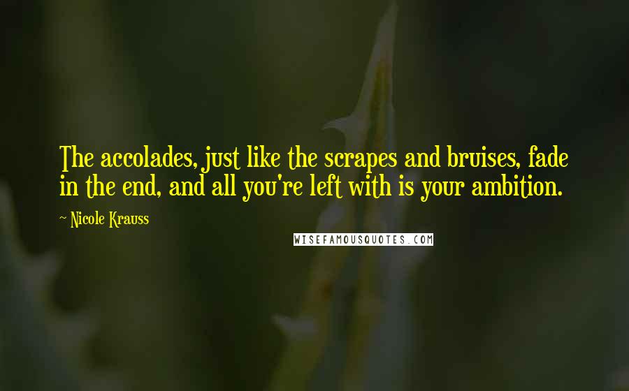 Nicole Krauss Quotes: The accolades, just like the scrapes and bruises, fade in the end, and all you're left with is your ambition.