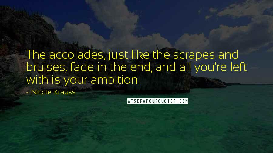 Nicole Krauss Quotes: The accolades, just like the scrapes and bruises, fade in the end, and all you're left with is your ambition.