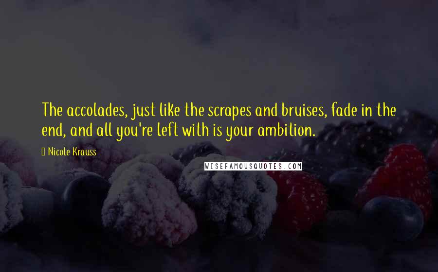 Nicole Krauss Quotes: The accolades, just like the scrapes and bruises, fade in the end, and all you're left with is your ambition.