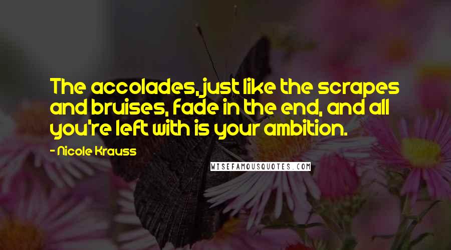 Nicole Krauss Quotes: The accolades, just like the scrapes and bruises, fade in the end, and all you're left with is your ambition.