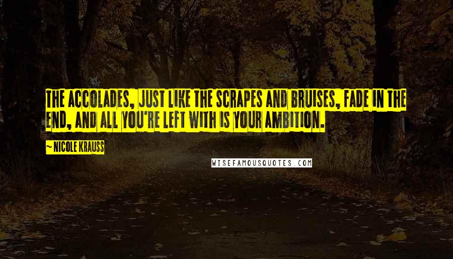 Nicole Krauss Quotes: The accolades, just like the scrapes and bruises, fade in the end, and all you're left with is your ambition.