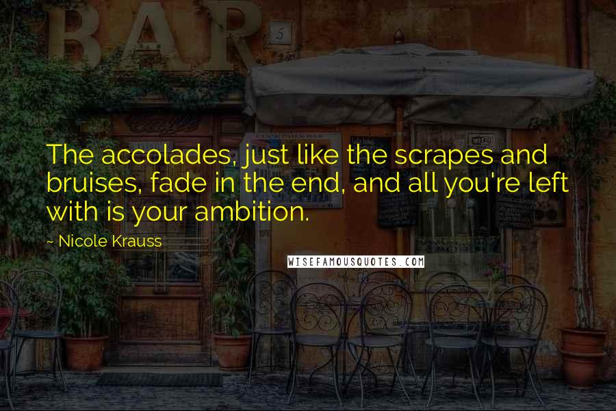 Nicole Krauss Quotes: The accolades, just like the scrapes and bruises, fade in the end, and all you're left with is your ambition.