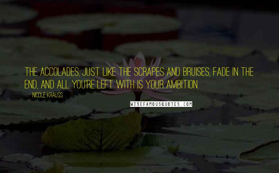 Nicole Krauss Quotes: The accolades, just like the scrapes and bruises, fade in the end, and all you're left with is your ambition.