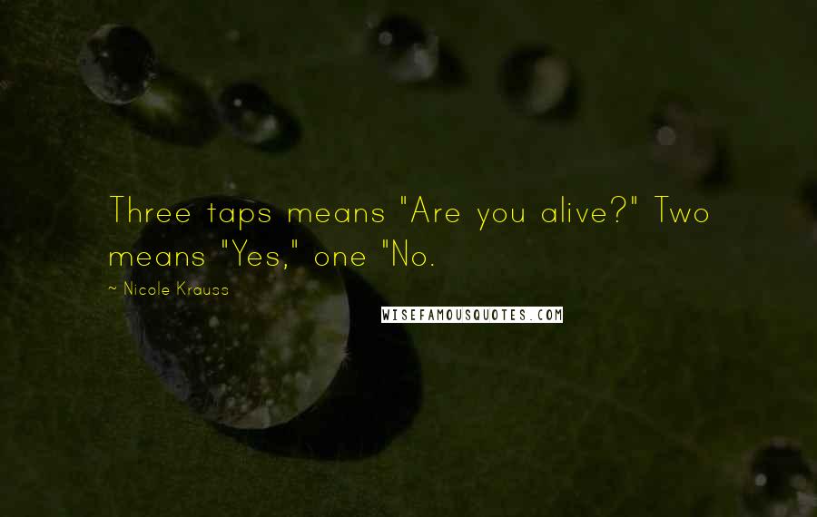 Nicole Krauss Quotes: Three taps means "Are you alive?" Two means "Yes," one "No.
