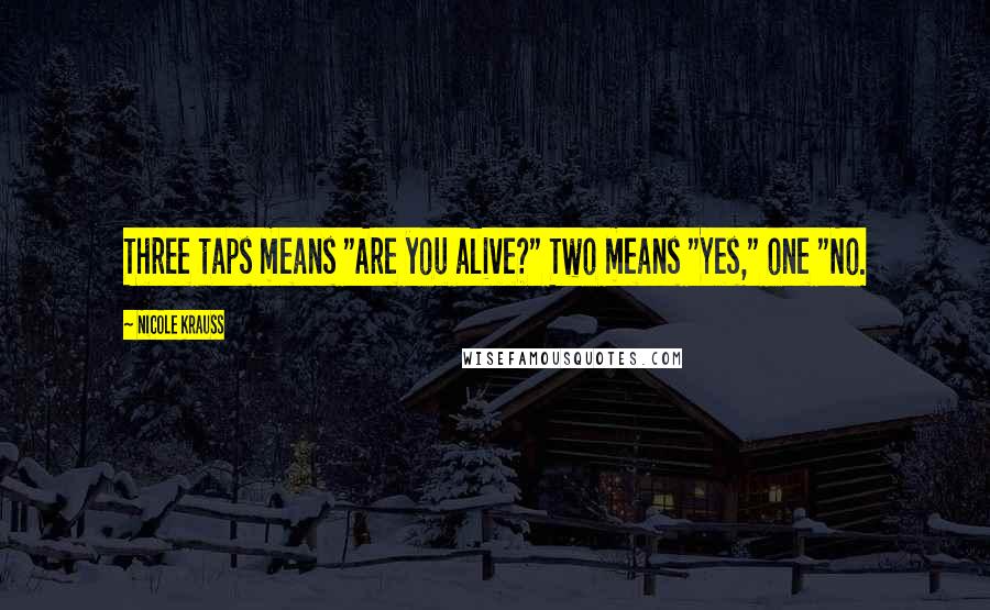 Nicole Krauss Quotes: Three taps means "Are you alive?" Two means "Yes," one "No.
