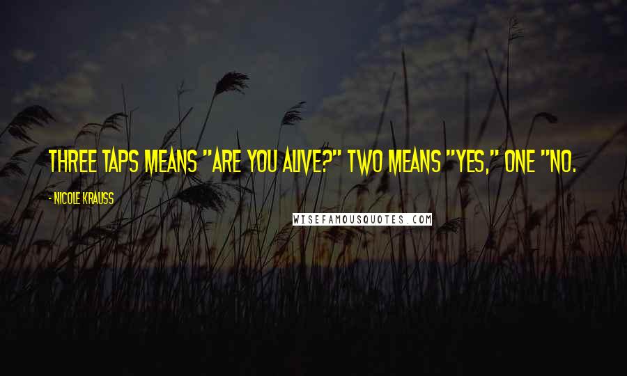 Nicole Krauss Quotes: Three taps means "Are you alive?" Two means "Yes," one "No.