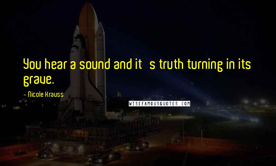 Nicole Krauss Quotes: You hear a sound and it's truth turning in its grave.