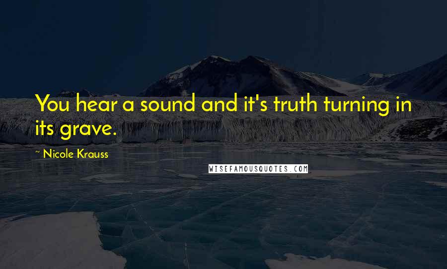 Nicole Krauss Quotes: You hear a sound and it's truth turning in its grave.