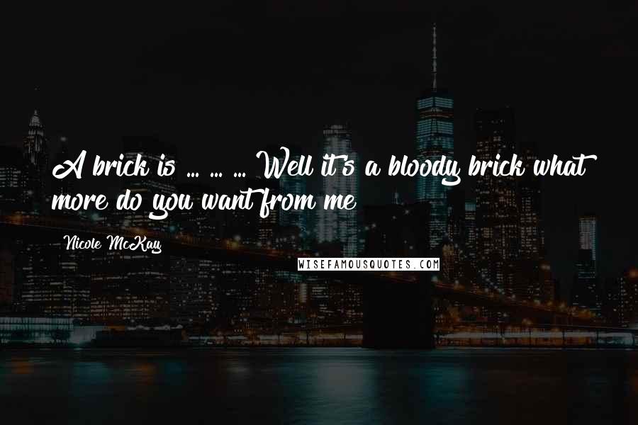 Nicole McKay Quotes: A brick is ... ... ... Well it's a bloody brick what more do you want from me?