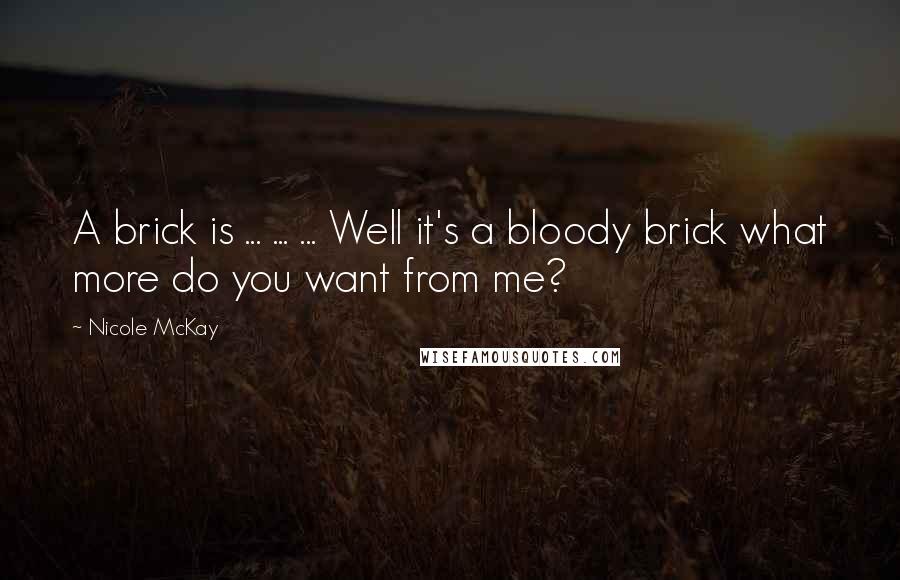 Nicole McKay Quotes: A brick is ... ... ... Well it's a bloody brick what more do you want from me?