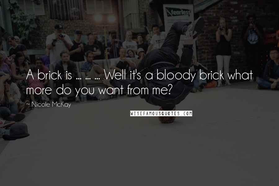 Nicole McKay Quotes: A brick is ... ... ... Well it's a bloody brick what more do you want from me?