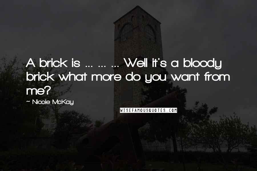 Nicole McKay Quotes: A brick is ... ... ... Well it's a bloody brick what more do you want from me?