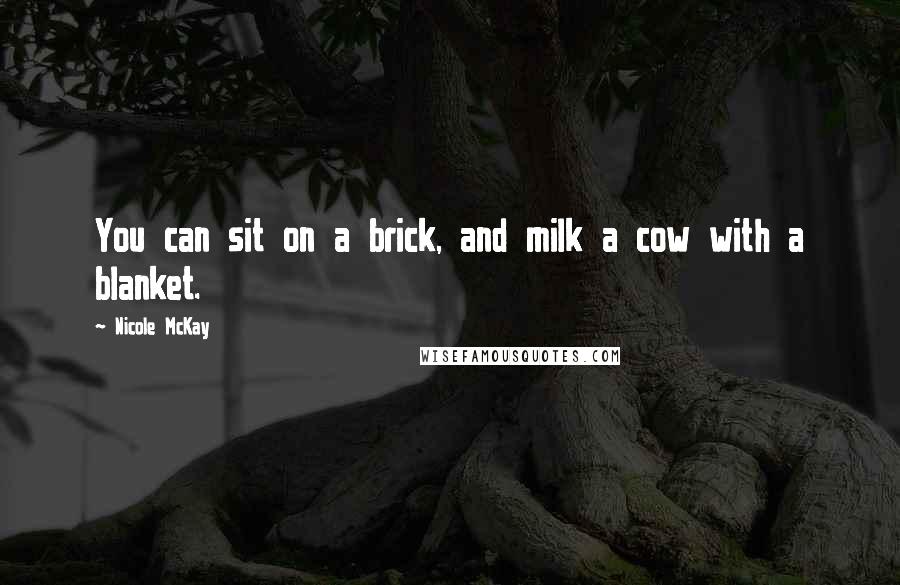 Nicole McKay Quotes: You can sit on a brick, and milk a cow with a blanket.