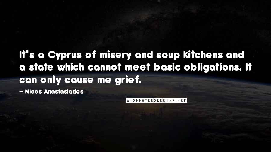 Nicos Anastasiades Quotes: It's a Cyprus of misery and soup kitchens and a state which cannot meet basic obligations. It can only cause me grief.