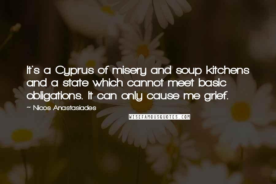 Nicos Anastasiades Quotes: It's a Cyprus of misery and soup kitchens and a state which cannot meet basic obligations. It can only cause me grief.