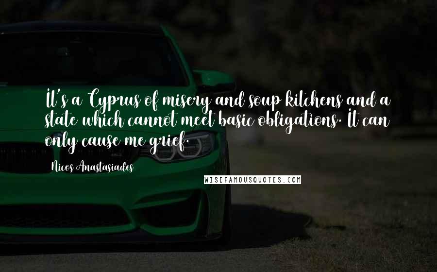 Nicos Anastasiades Quotes: It's a Cyprus of misery and soup kitchens and a state which cannot meet basic obligations. It can only cause me grief.