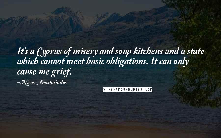 Nicos Anastasiades Quotes: It's a Cyprus of misery and soup kitchens and a state which cannot meet basic obligations. It can only cause me grief.