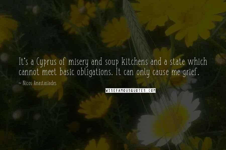 Nicos Anastasiades Quotes: It's a Cyprus of misery and soup kitchens and a state which cannot meet basic obligations. It can only cause me grief.