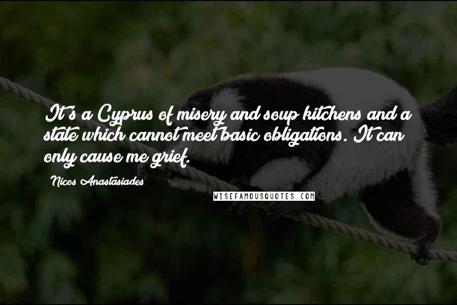 Nicos Anastasiades Quotes: It's a Cyprus of misery and soup kitchens and a state which cannot meet basic obligations. It can only cause me grief.