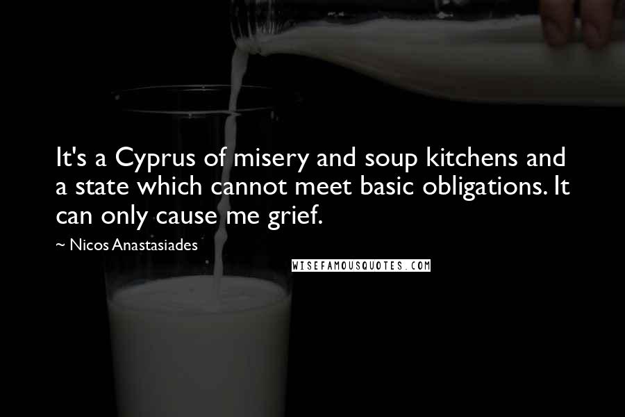 Nicos Anastasiades Quotes: It's a Cyprus of misery and soup kitchens and a state which cannot meet basic obligations. It can only cause me grief.