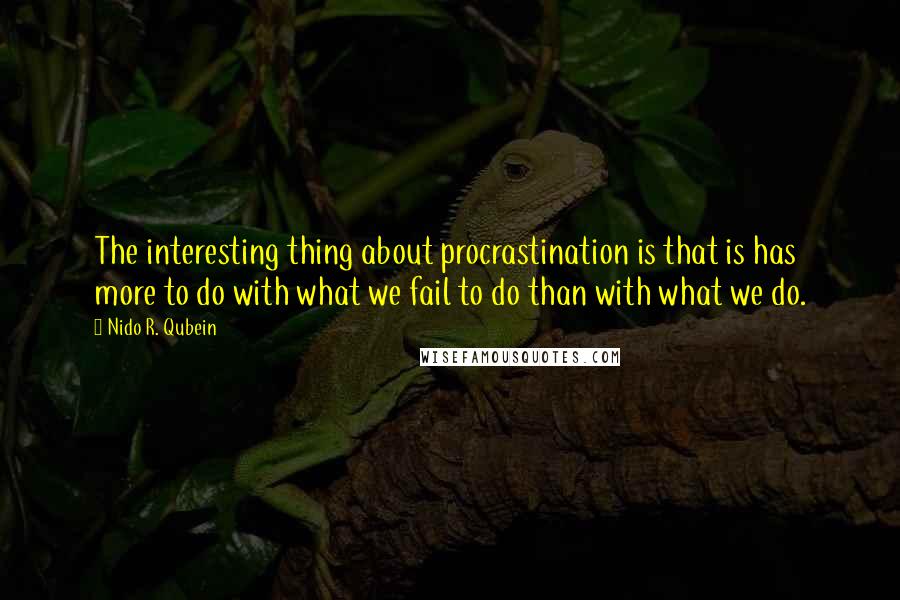 Nido R. Qubein Quotes: The interesting thing about procrastination is that is has more to do with what we fail to do than with what we do.