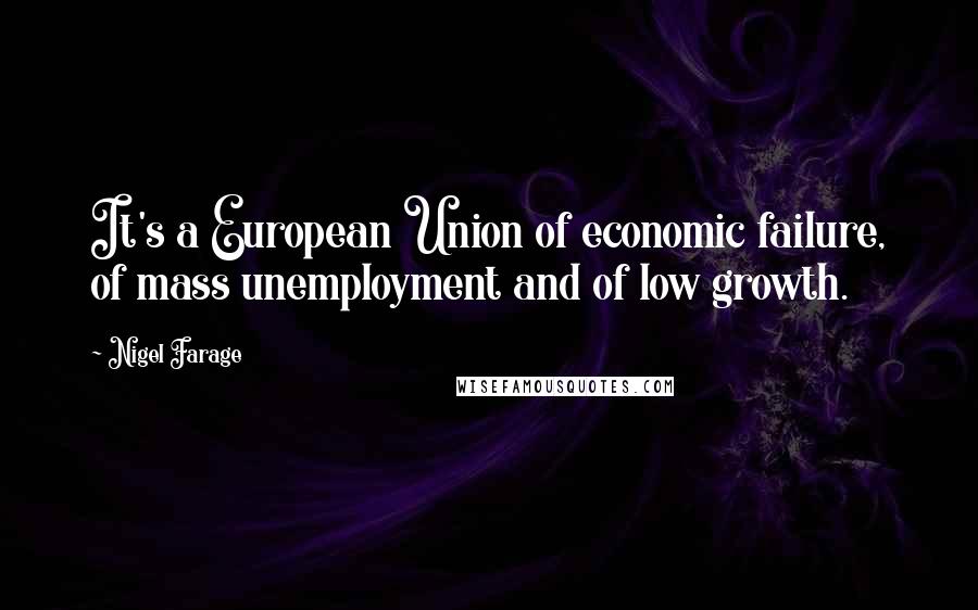 Nigel Farage Quotes: It's a European Union of economic failure, of mass unemployment and of low growth.