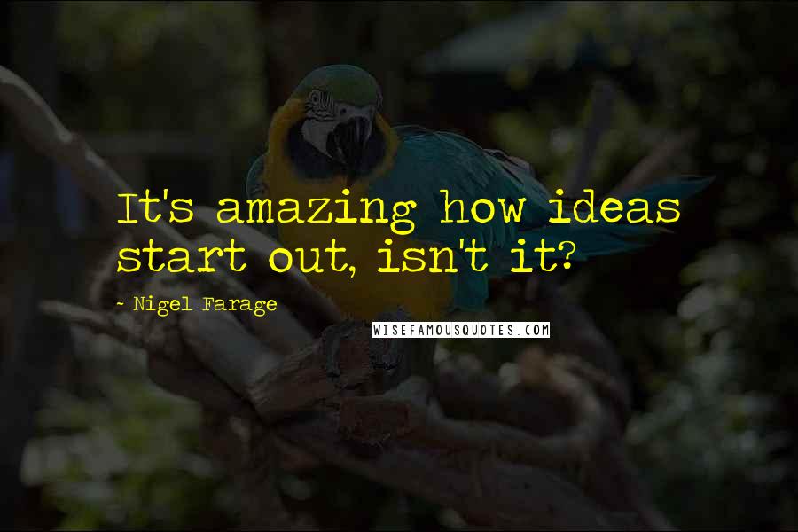 Nigel Farage Quotes: It's amazing how ideas start out, isn't it?