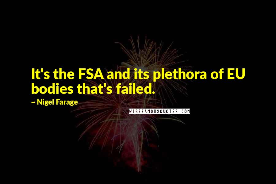 Nigel Farage Quotes: It's the FSA and its plethora of EU bodies that's failed.