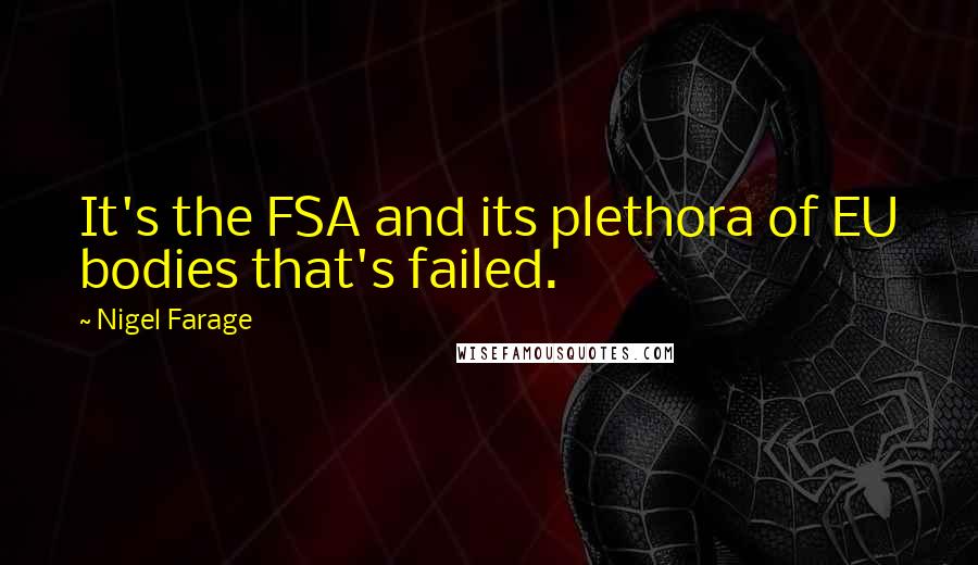 Nigel Farage Quotes: It's the FSA and its plethora of EU bodies that's failed.