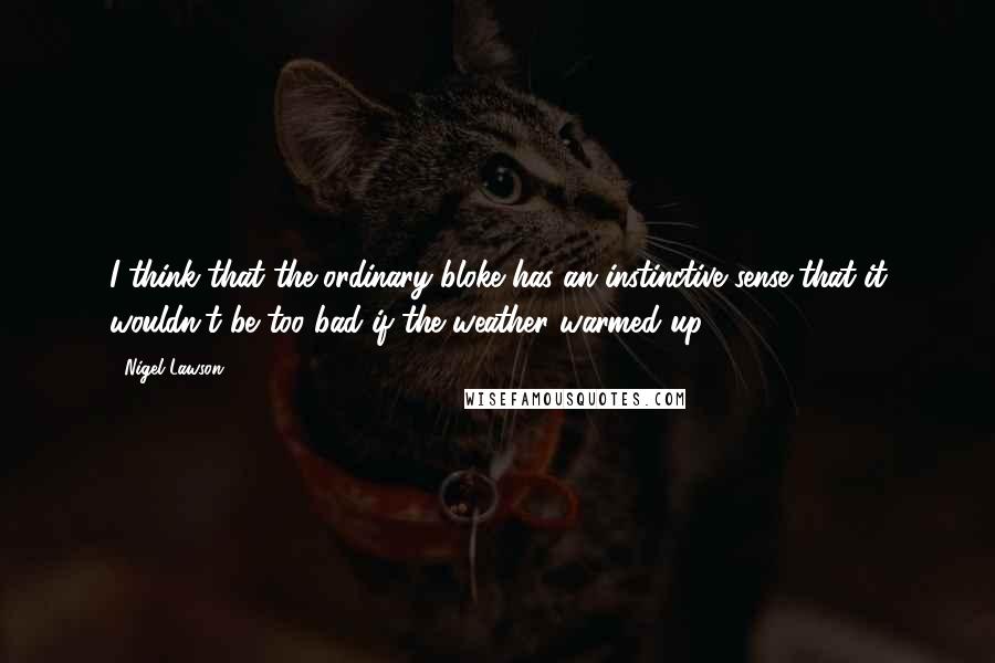 Nigel Lawson Quotes: I think that the ordinary bloke has an instinctive sense that it wouldn't be too bad if the weather warmed up.