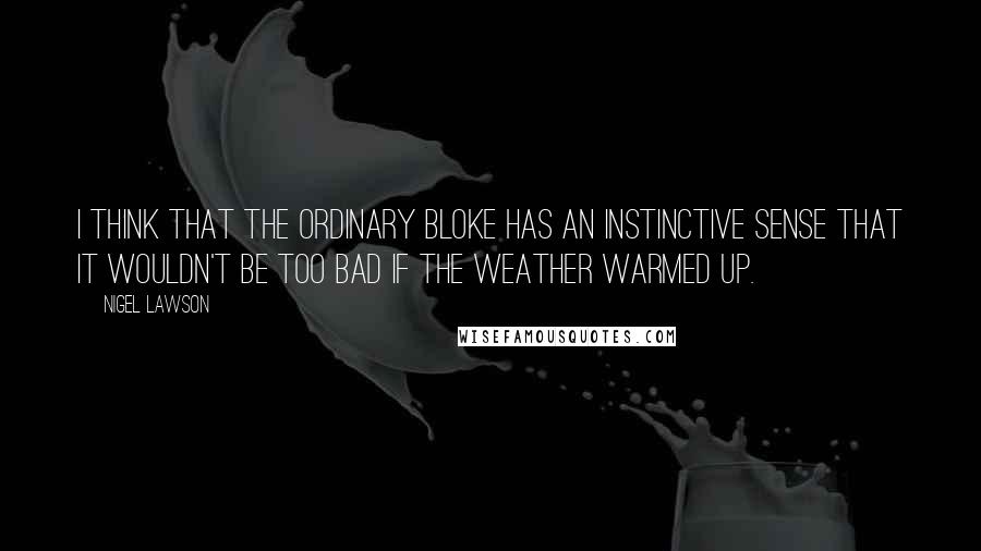 Nigel Lawson Quotes: I think that the ordinary bloke has an instinctive sense that it wouldn't be too bad if the weather warmed up.