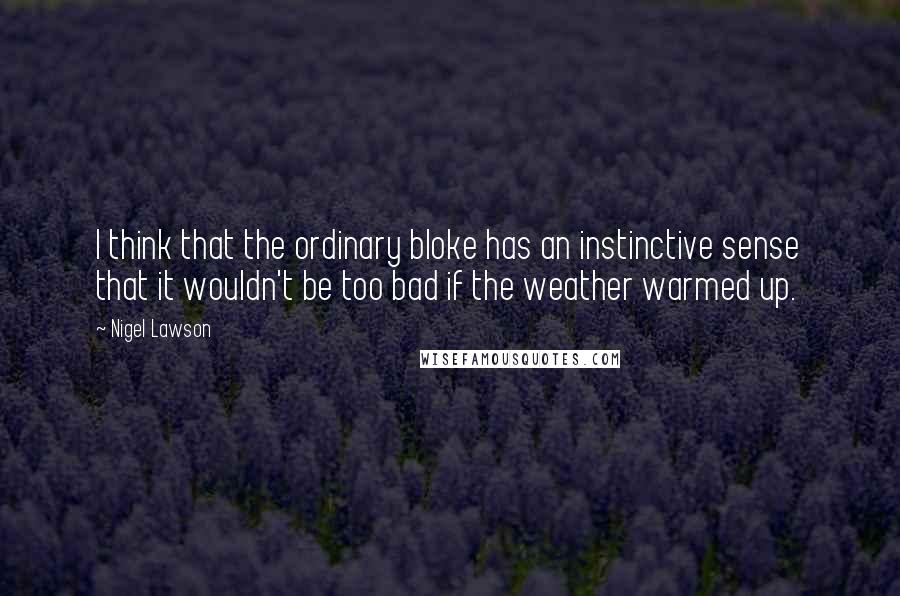 Nigel Lawson Quotes: I think that the ordinary bloke has an instinctive sense that it wouldn't be too bad if the weather warmed up.