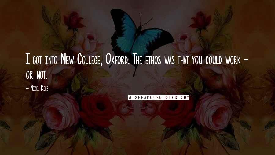 Nigel Rees Quotes: I got into New College, Oxford. The ethos was that you could work - or not.