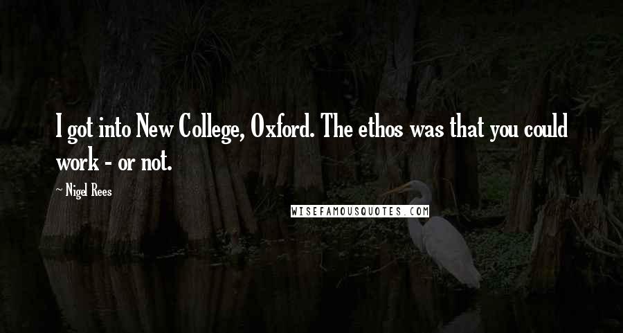 Nigel Rees Quotes: I got into New College, Oxford. The ethos was that you could work - or not.