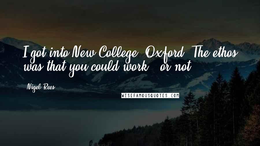 Nigel Rees Quotes: I got into New College, Oxford. The ethos was that you could work - or not.