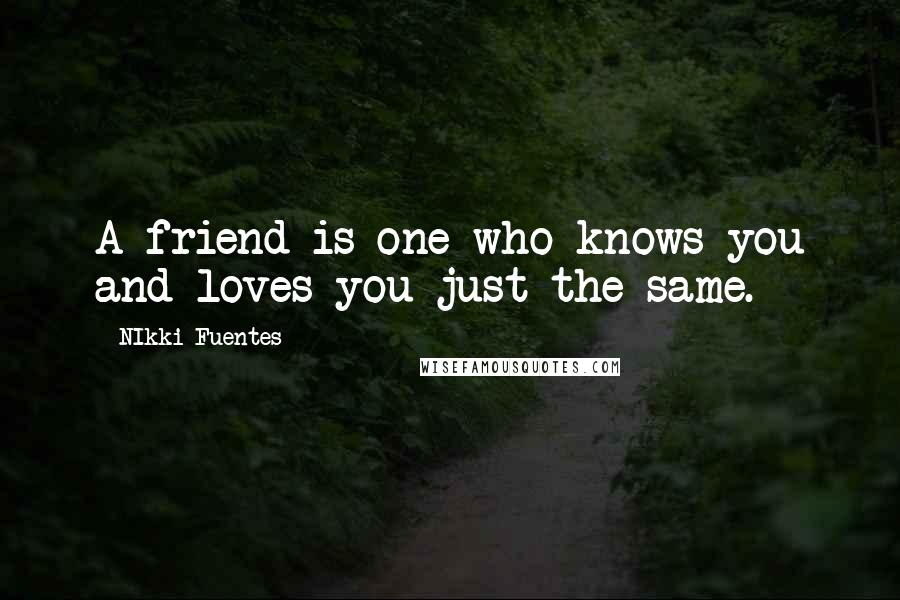 NIkki Fuentes Quotes: A friend is one who knows you and loves you just the same.