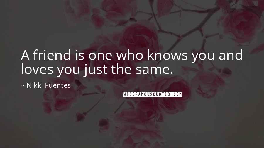 NIkki Fuentes Quotes: A friend is one who knows you and loves you just the same.