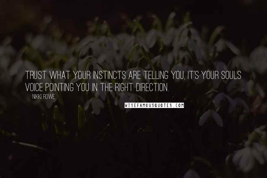 Nikki Rowe Quotes: Trust what your instincts are telling you, it's your souls voice pointing you in the right direction.