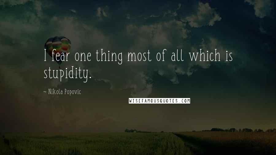 Nikola Popovic Quotes: I fear one thing most of all which is stupidity.