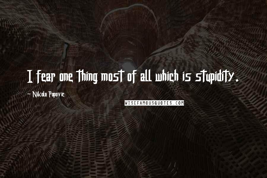 Nikola Popovic Quotes: I fear one thing most of all which is stupidity.