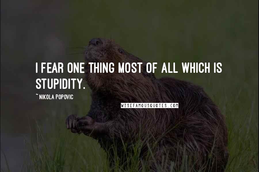 Nikola Popovic Quotes: I fear one thing most of all which is stupidity.