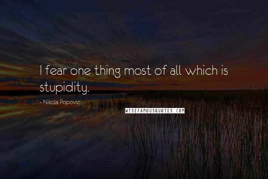 Nikola Popovic Quotes: I fear one thing most of all which is stupidity.