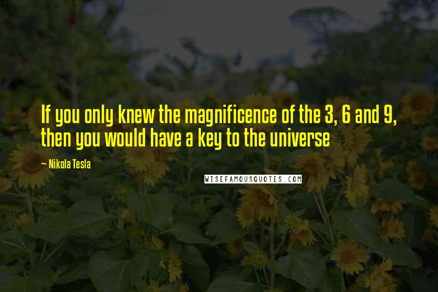 Nikola Tesla Quotes: If you only knew the magnificence of the 3, 6 and 9, then you would have a key to the universe