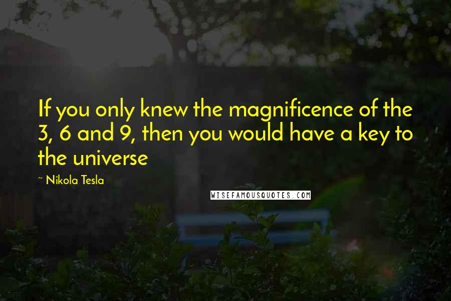 Nikola Tesla Quotes: If you only knew the magnificence of the 3, 6 and 9, then you would have a key to the universe